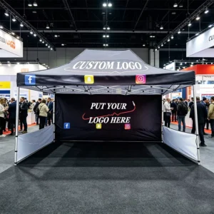 Collapsible Weatherproof Custom Gazebo Event Tent with Full Back Wall