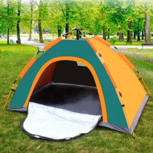 Color Block Automatic Pop Camping Tent 2 4 Person Waterproof 170T Silver Coated Fabric All Season Portable Outdoor Hiking Tent