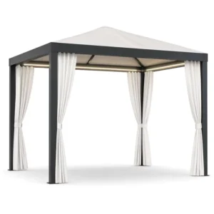 Commercial Aluminum Modern Square Gazebo with Waterproof Powder-Coated Awning, Custom Dimensions for Resorts