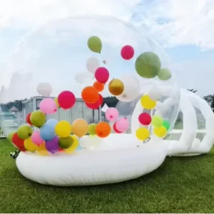 Commercial Balloon House Hotel Bathroom Clear Inflatable Transparent Bubble Dome Camping House Tent with Bouncy Bottom