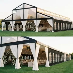 Commercial Clear-Frame Marquee Tent with Glass Walls for Wedding Events