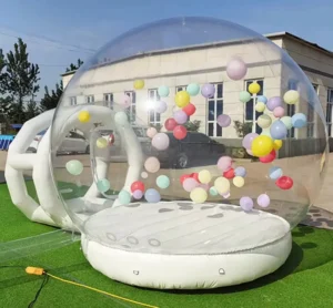 Commercial Inflatable PVC Bubble House Bouncy Castle with Blower, White, Balloons