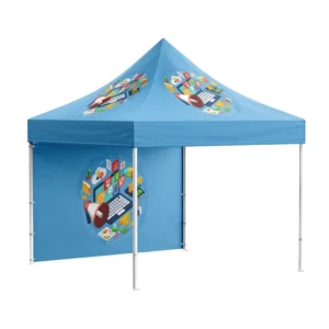 Commercial Large Outdoor Waterproof Instant Market Booth Tent Powder Coated Steel Frame Oxford Cloth Foldable Half-wall Design