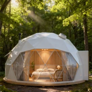Commercial Modern Glamping Safari Tent Four Season Waterproof UV resistant Fireproof Double Layered Hexagonal Diamond Design