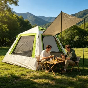 Compact 4㎡ Inflatable Tent for 1 2 Person 300D Oxford Glamping Tent with Awning Single Door 3 Windows Pop up