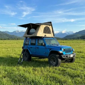 Compact Manual Open ABS Hard Shell Rooftop Tent with Telescopic Ladder for Small Cars Waterproof Car Roof Camping Tent