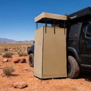 Concealed Shower & Toilet Privacy Room Stealthy Design Fits Rooftop Tent for Outdoor Camping