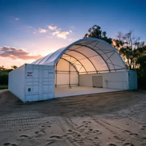 Container Dome Shelter 60×2 mm HDG Steel Main Frame 750gsm PVC Cover for High Wind and Snow Load Regions