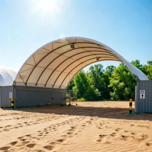 Container Dome Shelter Maximize Available Space Steel Truss Construction with UV Resistant PVC Cover for Storage