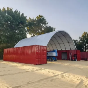Container Shelter Built for Years of Reliable Service HDG Steel Structure and UV Stabilized PVC Cover for Outdoor Use