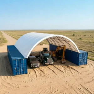 Container Shelter Wind and Snow Load Tested HDG Steel Framework with Waterproof PVC Cover for Heavy Duty Applications