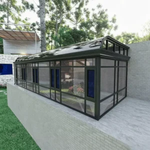 Contemporary Aluminum Sunroom With Sliding Glass Doors and Floor to Ceiling Windows for Maximum Natural Light and Views