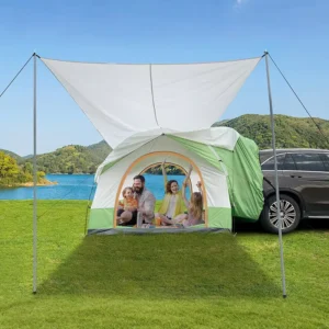 Convenient 6 Person Car Tail Double Layer Polyester Cloth 3000mm Waterproof All Season Fiberglass Poles PE Floor Car Tent