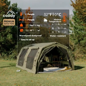 Coody 17.2 Familia Pro Air Tent Army Green Air Tent Quick Open Large Space Camping Outdoor Cotton Inflatable Tent