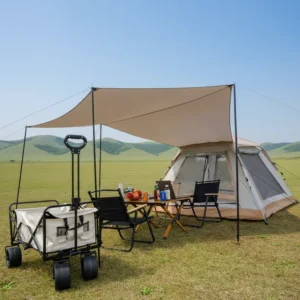 Creamy White 2-in-1 Four-Season Tent with Double-Layer Oxford Cloth Canopy, UV-Resistant Waterproof Auto-Opening
