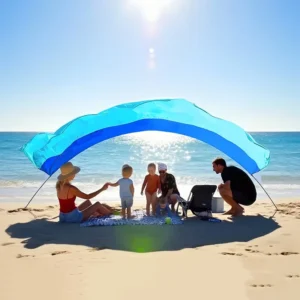 Cross-Border Outdoor 6-8 Person Seaside Tent Portable Lightweight Quick-Setup Sun-Protective Folding Beach Shade Canopy Nylon