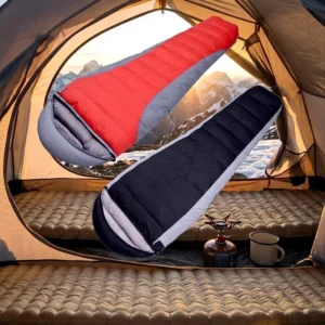 Cross border Duck Filled Mummy Sleeping Bag Thickened Adult Mommy Camping Mountaineering Universal Portable Warm Nylon Fabric