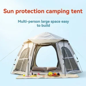 Cross shaped Hexagonal Pyramid Tent 4 6 People Thickened Oxford Sun Proof Waterproof 3000mm Quick Setup All Season Camping