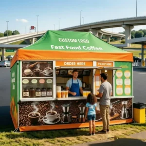 Custom 10*15 FT Weatherproof Pop-up Trade Show Tent All Seasons Outdoor Commercial Tent for Snack Food or Drink