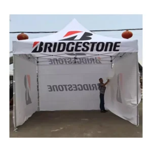 Custom 10×10 40mm Hexagon Aluminum Frame 600D High Peak Outdoor Trade Movable Push Pull Trading Show Tents for Trade Show