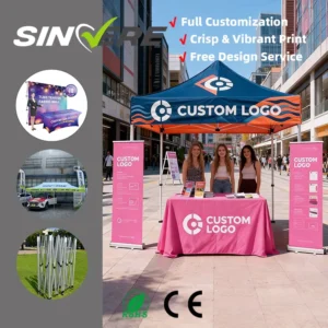 Custom 10×10 Aluminum Alloy Frame Foldable Waterproof UV-Resistant Fire-Retardant Outdoor Event Party Tent