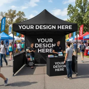 Custom 10×10 Aluminum Frame Folding Pop-up Canopy Tent Heavy Duty Waterproof for Trade Show and Promotional Events