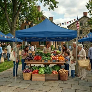 Custom 10×10 Heavy Duty Waterproof Folding Pop up Canopy Tent for Outdoor Food Vendor Booth and Street Market Stall