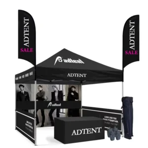Custom 10×10 Logo-Printed Aluminum Folding Pop-Up Tent Pavilion Canopy for Outdoor Events and Trade Exhibitions