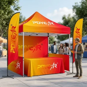 Custom 10×10 Oxford Fabric Canopy Shelter Tent with Team Colors and Logo Print for Sports and Trade Shows