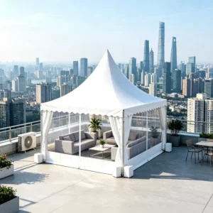 Custom 10×20 Double Layer Hexagon Canopy Tent Heavy Duty Windproof Outdoor Trade Show Tent