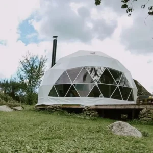 Custom 23ft Outdoor Hotel Room House Eco Geodesic Glamping Dome Tent 2 Persons PVC Fabric Rainproof Breathable