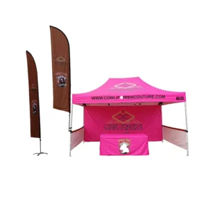 Custom 3x3m 10x10ft Printed Advertising Canopy Tent with PVC Walls Waterproof Wind Resistant Aluminum Frame