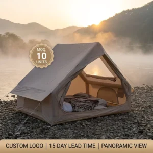 Custom 6sqm Inflatable Glamping Tent with Panoramic Roof and Large Entrance Waterproof 300D Material Quick Setup Air Beam House