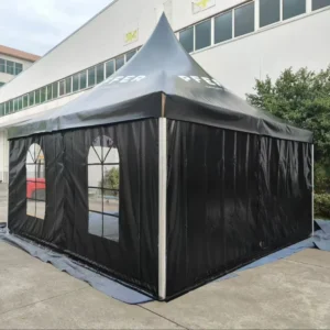 Custom Black PVC Pavilion Tent, A-Frame Pagoda Curved Roof, for Outdoor Events, Funerals and Sports