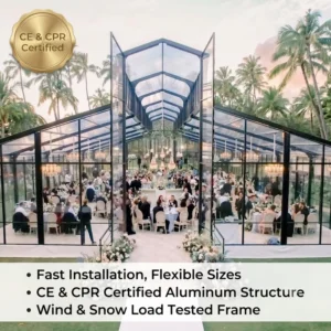 CE CPR Cathedral Commercial PVC Four-Season Marquee Tent Outdoor Wedding Event 500 People >3000mm Waterproof