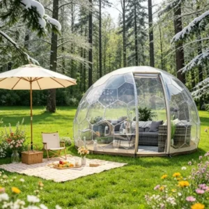 Custom Color Transparent Geodesic Dome House Heavy Duty Glamping Villa