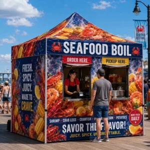Custom Durable Large Snack Bar Tent Vibrant Fade-resistant Beach Sale Seafood Boil Booth Tent for Market Stall