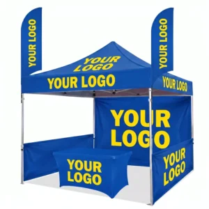 Custom Dye Sublimation Print UV Resistant Outdoor Fire Retardant Waterproof Oxford Fabric Portable Aluminum Frame Trade