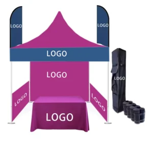 Custom Feather Flag Pop Tent 10×10 10×15 10×20 Waterproof UV Resistant Aluminum Frame Advertising Gazebo Roof Top Tent for