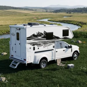 Custom Fiberglass Pickup Truck Camper Slide in Hard Side Truck RV Camper for Outdoor Camping Overland Travel