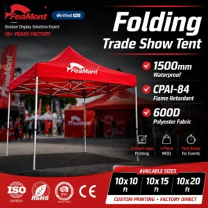 Custom Folding Pop-up Canopy Tent with Logo Printing for Market Stall, Trade Show and Event OEM ODM Supplier