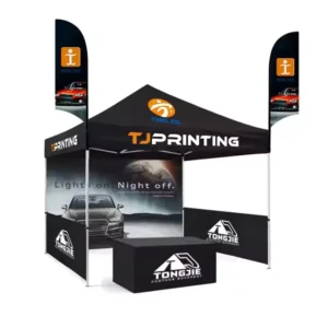 Custom Full Sublimation Printed 3x3m Trade Show Pop Up Canopy with Half Side Banners Advertising Gazebo