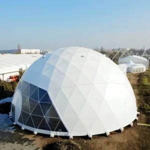 Custom Galvanized Steel Poles PVC Glamping Geodesic Dome Tent House
