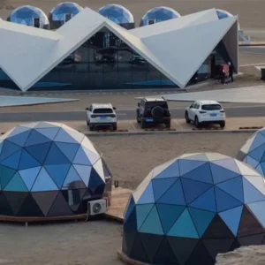 Custom Glass Glamping Geodesic Dome Tent House With Bathroom for Luxury Holiday Retreat