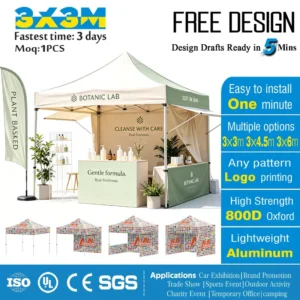 Custom Graphic Advertising Gazebo Tent 3x3m Waterproof 800D Oxford Pop Up Canopy Outdoor Fair Activity