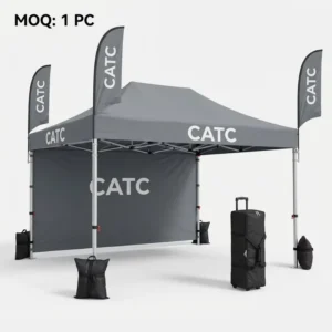 Custom Logo 10x10ft Pop-Up Canopy Tent MOQ 1pc Eco-Friendly Waterproof Folding Gazebo with Side Walls and Flags