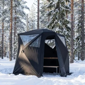 Custom Logo 5 6 Person Portable Outdoor Sauna Tent with Stove Fireproof Waterproof 3 Layer 300D Oxford Tent Sauna