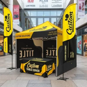 Custom Logo 500D Oxford Waterproof Wind Resistant UV Digital Printing Aluminum Frame Trade Show Tent