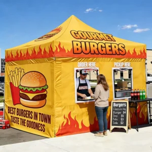 Custom Logo Burger Heavy Duty 3x3m Trade Show Canopy Outdoor Commercial Event Food Tent