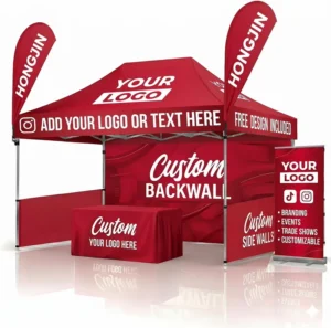 Custom Logo Digital Printed 500D/600D Oxford Fabric Aluminum Frame Waterproof Windproof Portable Advertising Tent Pop-up Folding